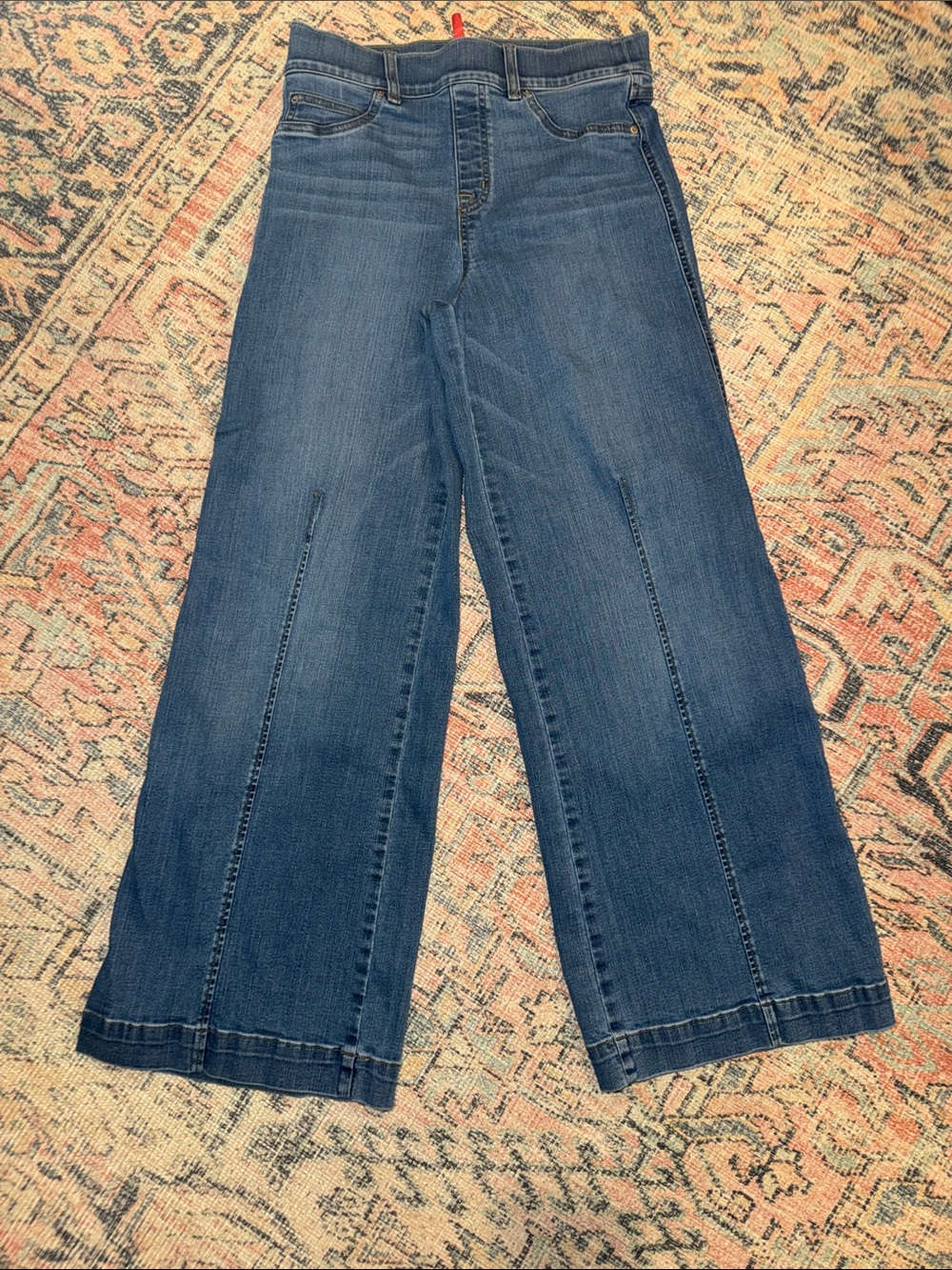 SPANX Blue Wide-Leg Jeans with Subtle Fading